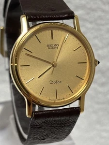 Seiko Dolce Quartz Herrenuhr 7731-7010 Gold Zifferblatt Geprüft Top Zustand - Bild 1 von 9
