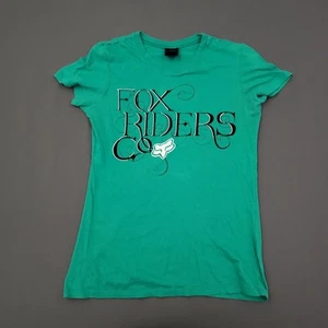 FOX Shirt Youth Girls Large L Short Sleeve Spell Out Knit Pullover Green - Picture 1 of 13