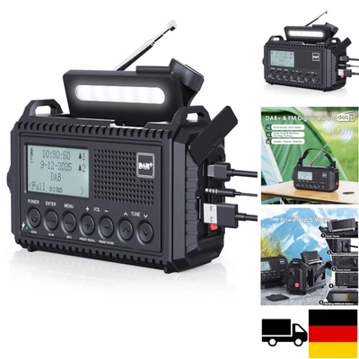 ROCAM DAB/DAB+/UKW Digitalradio mit Eingebaute 5000mAh Akku Solar Radio Notfallradio