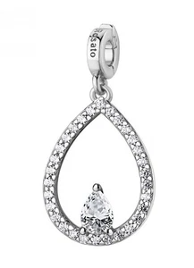 Charm ROSATO Storie in argento 925 RZ258R con cristalli GOCCIA/PUREZZA - Picture 1 of 1