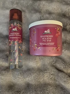 Bath and Body Works Bundle, Raspberry Holiday Pie Bar, Candle And Mist - Picture 1 of 4