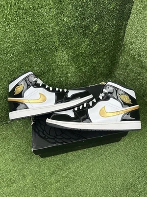Talla 11.5 - Jordan 1 Mid SE Patente Negro Dorado Foto 1 de 4