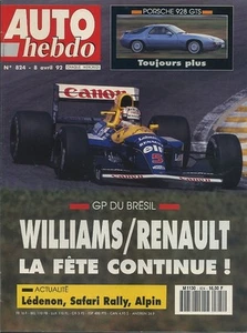 AUTO HEBDO n°824 08/04/1992 GP BRESIL PORSCHE 928 GTS FORD XR3 SAFARI RALLY - Imagen 1 de 1