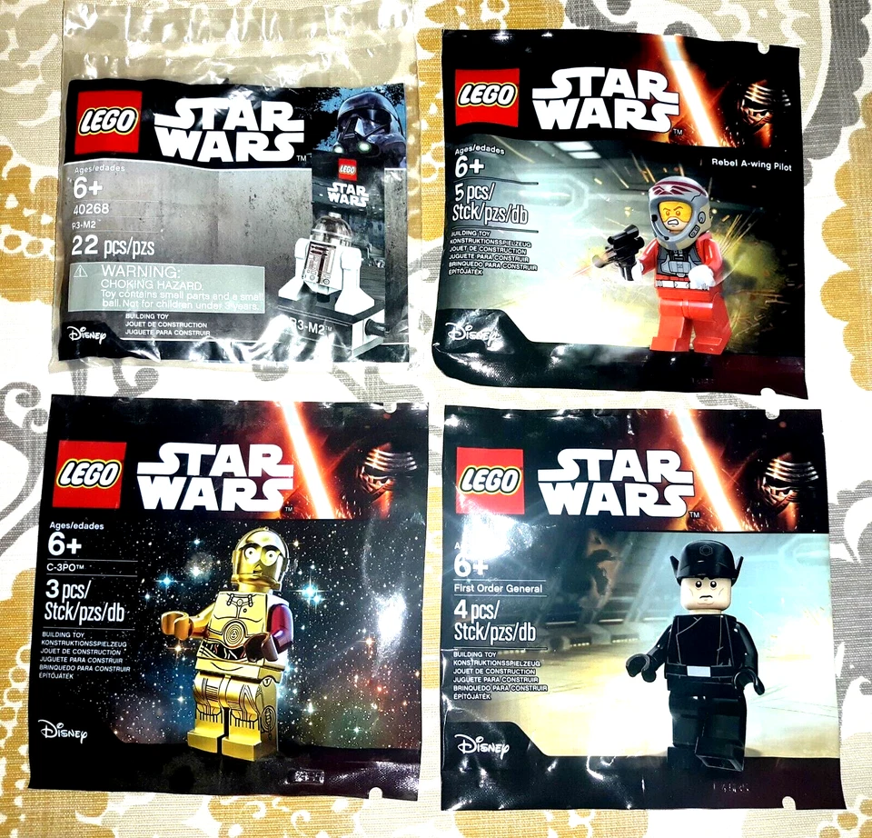 LEGO Star Wars: 4 Mini Figs R3-M2  C3PO  A-Wing + 1st Order General NEW Sealed! - Image 1 of 1