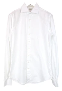 SUITSUPPLY Traveller Men Shirt 42L Slim Pure Cotton White Cutaway Button-Up - Picture 1 of 8