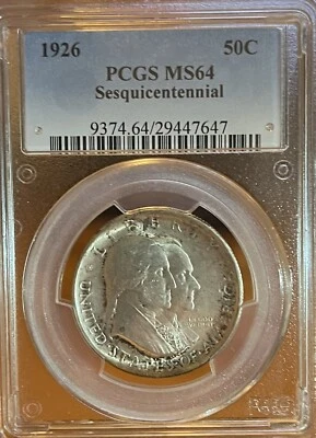 1926 PCGS  MS64 Sesquicentennial Commemorative Silver Half Dollar - Image 1 of 4