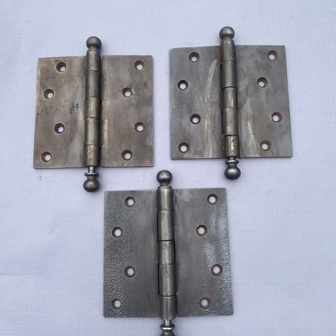 Three Heavy Duty Steel Antique 5 Inch Cannonball  Door Hinges Cover