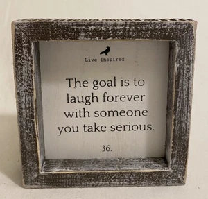 Adams & Co *RETIRED* 5" x 5" Wood Framed Sign - The Goal Is To Laugh Forever New - Picture 1 of 4