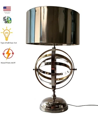 铝制Armillary风格台灯E26螺旋现代高品质美国库存 — 第 1/4 张图片