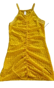 Swim Cover Up Dress Size S Yellow No Boundaries Juniors Adjustable Mesh FreeShip - Picture 1 of 5