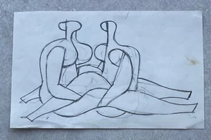 Tom Mallin (1927-1977) “Connected Figures” pencil c1962 - Picture 1 of 4
