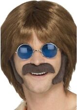 Hippie Disguise Set Brown With Porkchop Sideburns & Moustache