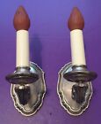 Heavy Cast Nickel Finish Wall Sconce Pair Beautiful Vintage Wired Great 10C
