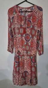 Jag Dress Size 12 Coral Print Relaxed Fit Lightweight A804 - Picture 1 of 8