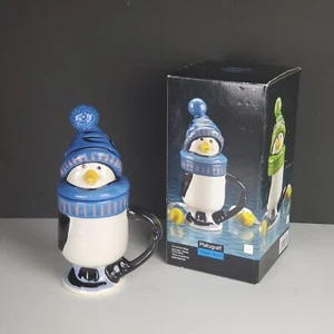 Pfaltzgraff Blue Penguin Skate Ceramic Mug Christmas Winter Holiday - Picture 1 of 10