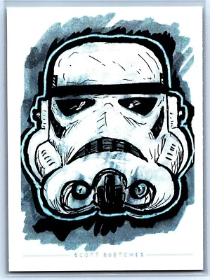 Tarjeta de boceto de casco Stormtrooper - Scott Sketches impresión de tarjetas coleccionables arte de fans Foto 1 de 3