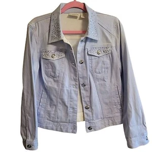 Chico’s Platinum Damen Denim Nieten hellblau Jacke Chico's Gr. 1 (Med) - Bild 1 von 16