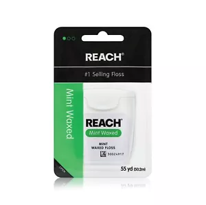 REACH Waxed Dental Floss, Mint, Plaque Remover, 1 Pack, 55 yd - Picture 1 of 7