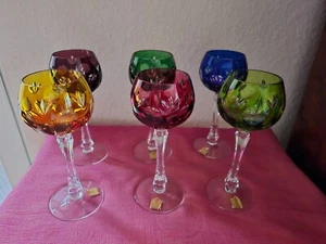 6 wunderschöne Weingläser Römer Buntglas Kristallglas H 20 cm Top ! - Bild 1 von 6