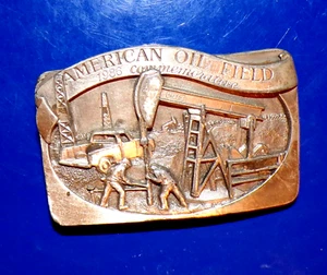 Fibbia per cintura in peltro commemorativa campo petrolifero americano fibbie Arroyo Grande c1986 - Foto 1 di 3