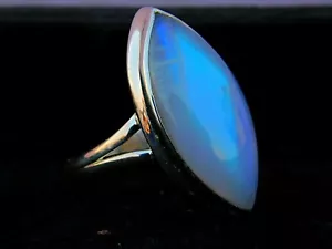 Anello Pietra di Luna Alta Qualità Fatto a Mano Argento Sterling 925 Massiccio Gioielli Misura 7,75" - Foto 1 di 9