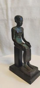 Altägyptische Statue Baumeister Imhotep - Bronze auf Sockel montiert - Bild 1 von 12