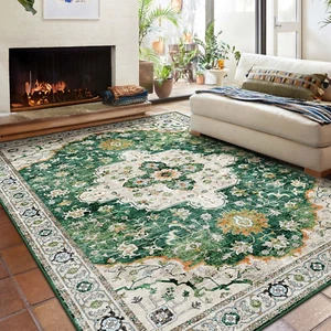 5X7 Area Rugs Washable,Green Rug for Living Room Bedroom Kitchen,Large Boho V... - Picture 1 of 7