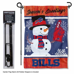 Buffalo Bills Holiday Snowman Garden Flag and Yard Stand Included - Picture 1 of 4