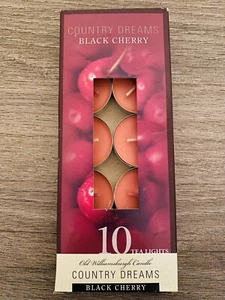 10 BLACK CHERRY SCENTED TEA CANDLES LIGHTS 3 Hours Burnt Approx Paraffin Wax - Picture 1 of 3