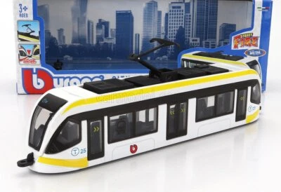 MODELLINO STATICO BURAGO TRAM CITY AUTOBUS BIANCO GIALLO NERO SCALA 1/50 - Immagine 1 di 4