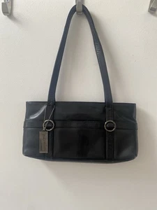 Vintage suzy smith genuine leather black shoulder bag Baguette Y2K - Picture 1 of 10