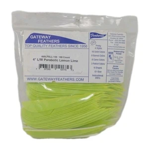 100 Pack Gateway Feathers 4" Left Wing: Parabolic Lemon Lime Green 400LPSLL-100 - Picture 1 of 4