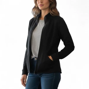 T by Talbots Sportjacke Gr. M Petite Black Full Zip Athleisure Track Active - Bild 1 von 12