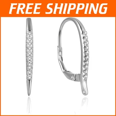 5 Pairs 925 Sterling Silver Leverback Earring Hooks with 10 CZ for DIY Elegance - Image 1 of 4