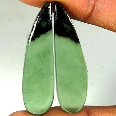 Par de pedras preciosas 100% natural nefrite jade combinado cabine de pera 20,05 cts 03x 36x 03mm - Imagem 1 de 3