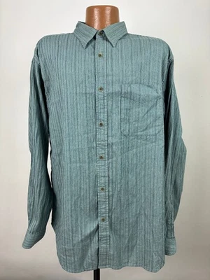 Vintage Territory Ahead Shirt Men XL Tight Button Up Ribbed Striped Cotton Y2K - Image 1 of 4