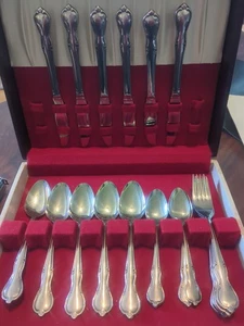 6 Plc Impostazioni MW Mikasa Japan Frost Rose Posate Acciaio Inox MCM Box 24 Pz - Foto 1 di 3