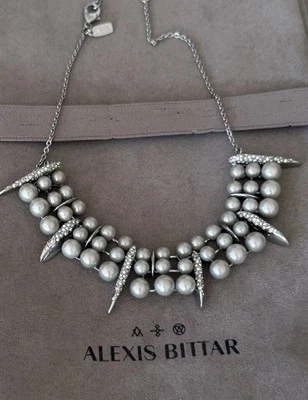 100% Authentic Alexis Bittar Gray Pearl & Crystal Spear Necklace $395 - Image 1 of 4