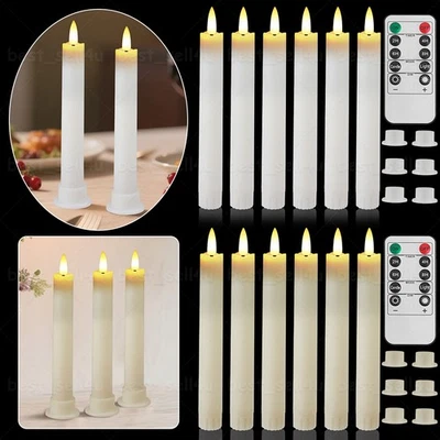 6Pcs Remote Control Flickering Flameless Taper LED Candles Light With Holders - Image 1 of 4