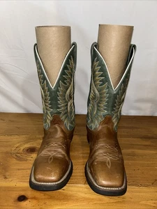 Men's Laredo 8 D Square Toe Western Cowboy Boots - 7818 - Brown, Green, Gold - Picture 1 of 8
