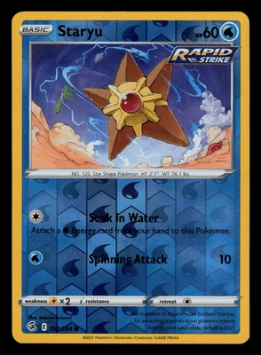 NM/EXC - Pokemon Staryu 052/264 Fusion Strike Reverse Holo Common - Image 1 of 2