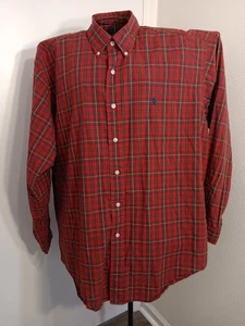 Ralph Lauren Polo Shirt Mens Large L Red Blue Plaid Blake Button Up Flannel EUC - Picture 1 of 4