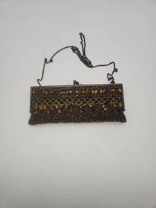 Moyna Womans Sequins Beaded Clutch/Shoulder Handbag Bag Rose, Gold,Black 10.5x4" - Picture 1 of 2