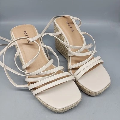 torrid strappy lace up platform wedge 9.5 Wide WW sandal  - Image 1 of 4