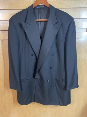 Blazer de lana Ermenegildo Zegna para hombre doble pecho Super 100’s talla 46L negro EE. UU. Foto 1 de 4