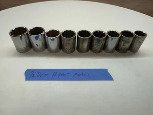 Vintage Craftsman Assorted 9 Piece 1/2” Drive 12 Point Metric Socket Lot - Picture 1 of 8