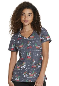 Schlitten All Day Magic Dickies Scrubs EDS Weihnachten V-Ausschnitt Top DK852 SGDM - Bild 1 von 5