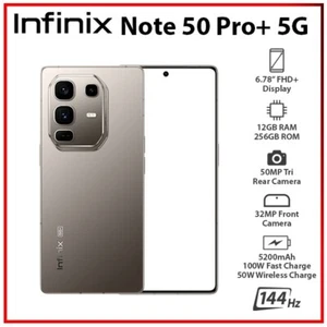 NUOVO telefono cellulare Android Infinix Note 50 Pro+ Plus 5G GRIGIO 12 GB + 256 GB doppia SIM - Foto 1 di 2