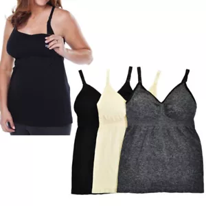 3 Nursing Shirt Breastfeeding Tank Tops Maternity Bra Build In Pads Camis L XL - Picture 1 of 1