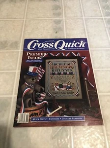 Cross Quick Magazine Cross Stitch Premier Issue 1988 Patriotic Bear Liberty Flag - Picture 1 of 3